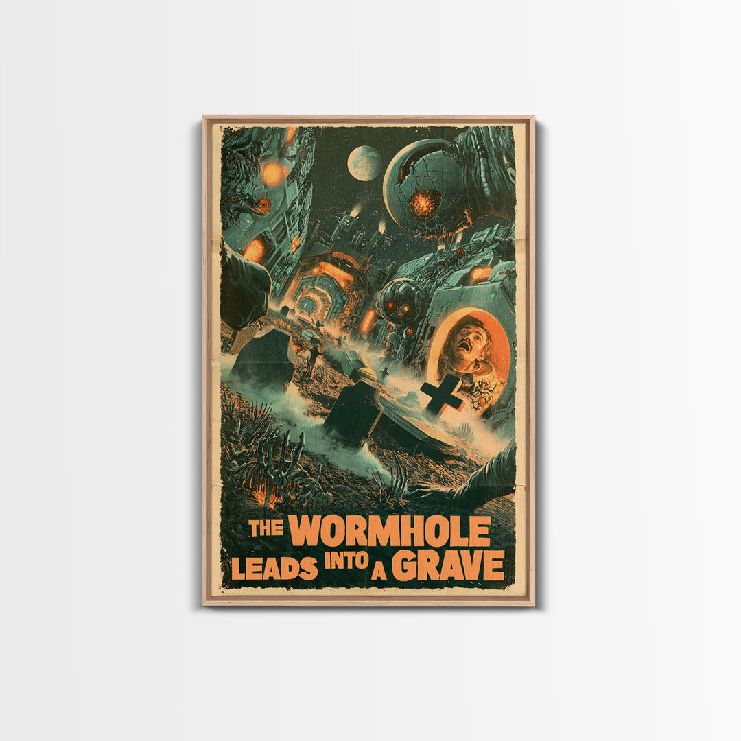 The Wormhole Leads Into A Grave, English Language Horror Movie Poster, Giallo Horror Art, Gothic Cinema Wall Art, Canvas Print