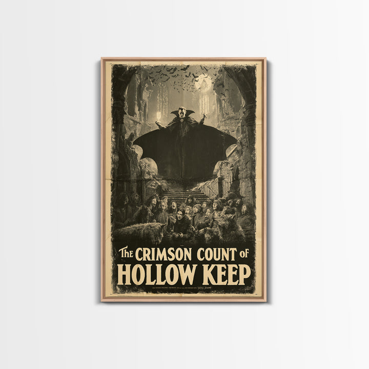 The Crimson Count Of Hollow Keep, English Language Horror Movie Poster, 1930s Horror Art, Classic Monster Poster, Framed Canvas Print