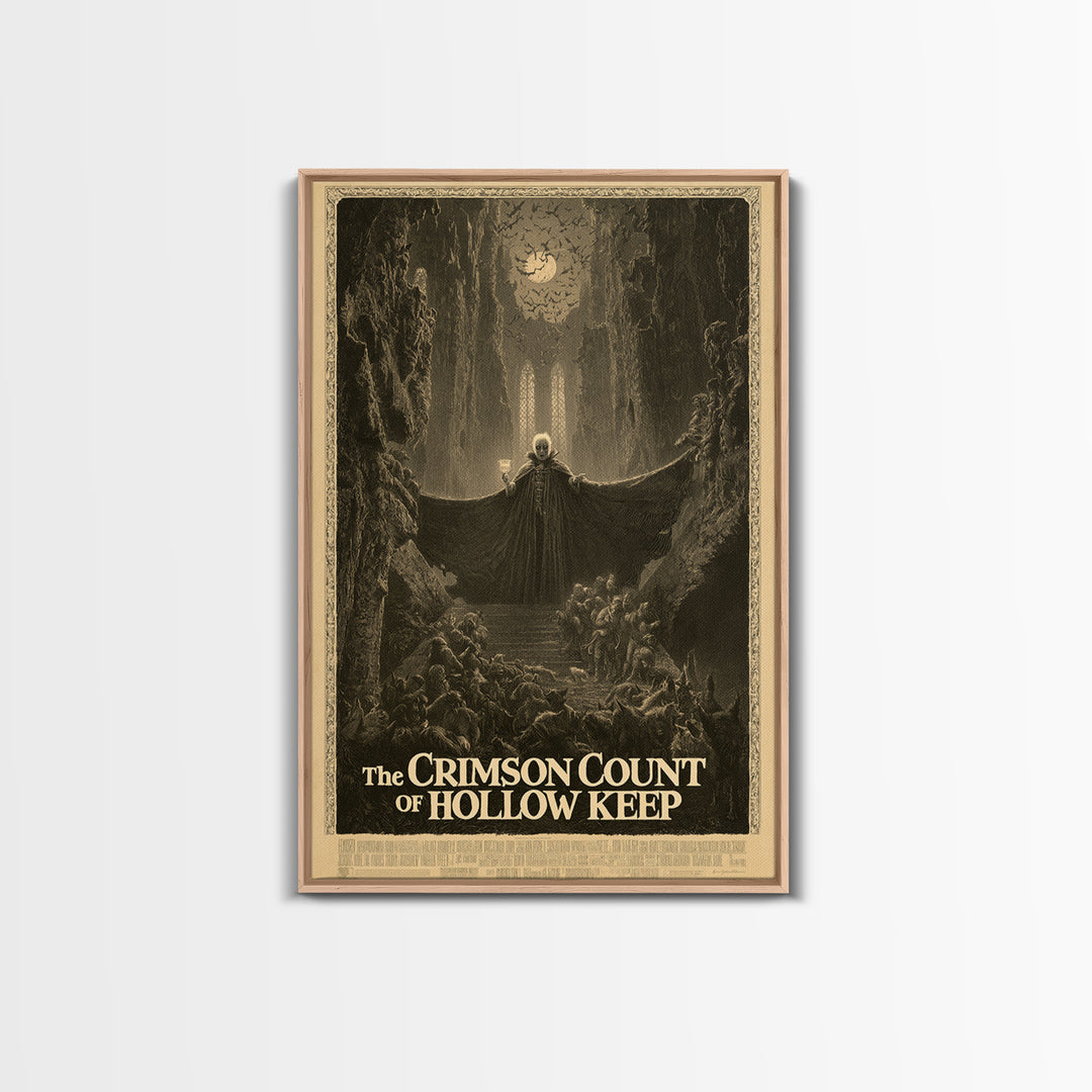 The Crimson Count Of Hollow Keep, English Language Horror Movie Poster, Gothic Engraving Art, Gothic Cinema Wall Art, Canvas Print