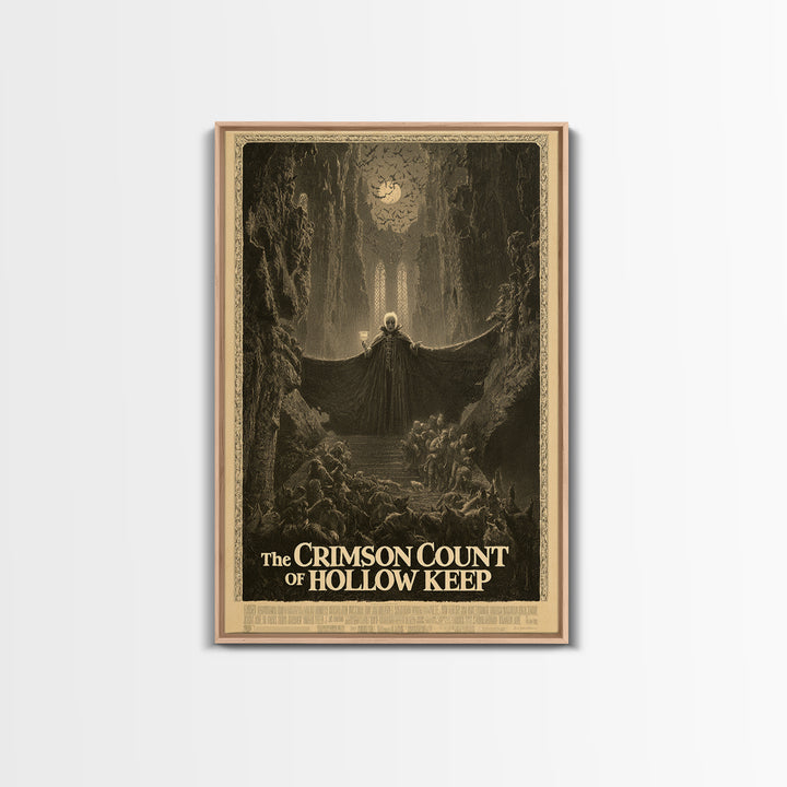 The Crimson Count Of Hollow Keep, English Language Horror Movie Poster, Gothic Engraving Art, Gothic Cinema Wall Art, Canvas Print