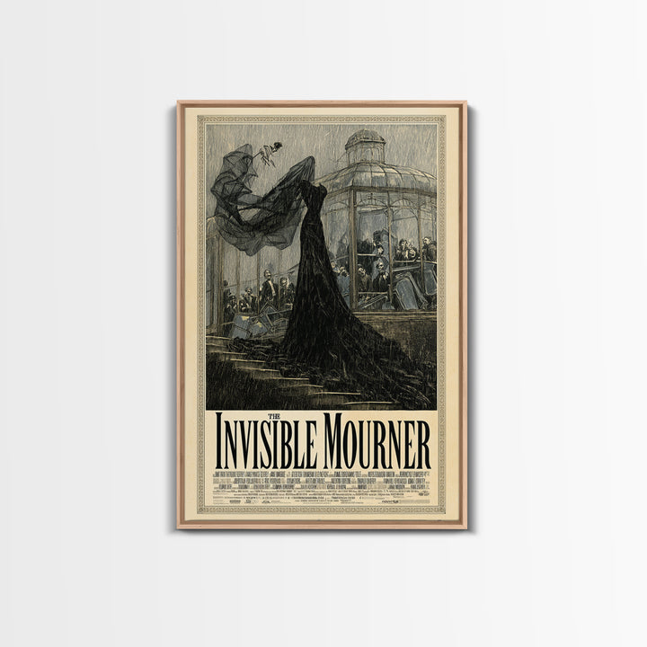The Invisible Mourner, English Language Horror Movie Poster, Victorian Macabre Art, Cult Horror Poster, Framed Canvas Print