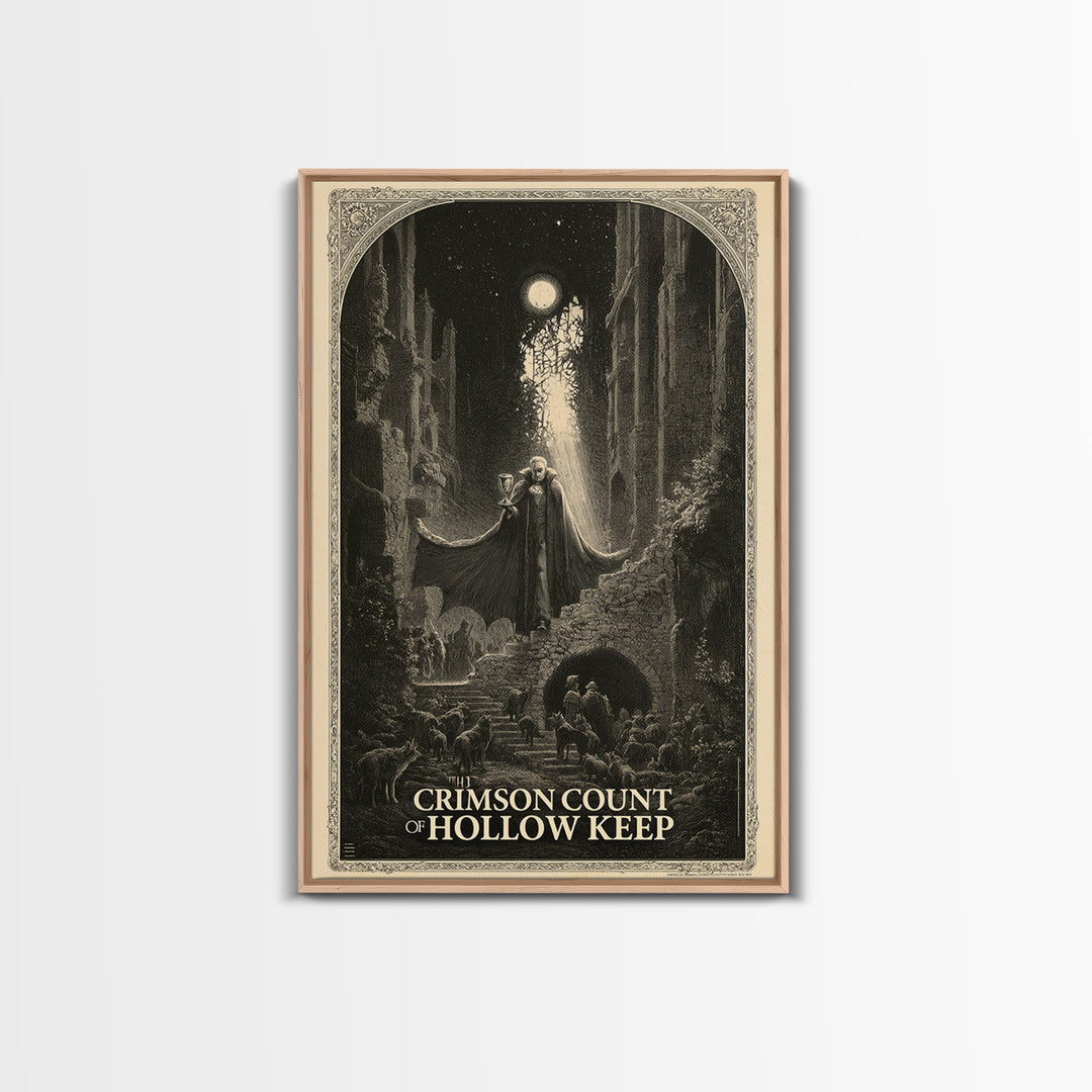 The Crimson Count Of Hollow Keep, English Language Horror Movie Poster, Gothic Engraving Art, Cult Horror Poster, Canvas Print