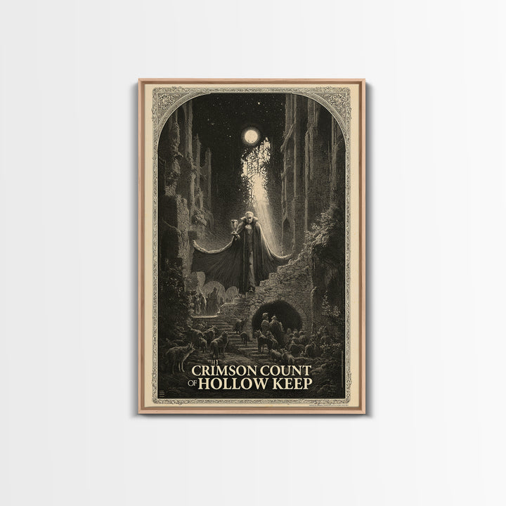 The Crimson Count Of Hollow Keep, English Language Horror Movie Poster, Gothic Engraving Art, Cult Horror Poster, Canvas Print
