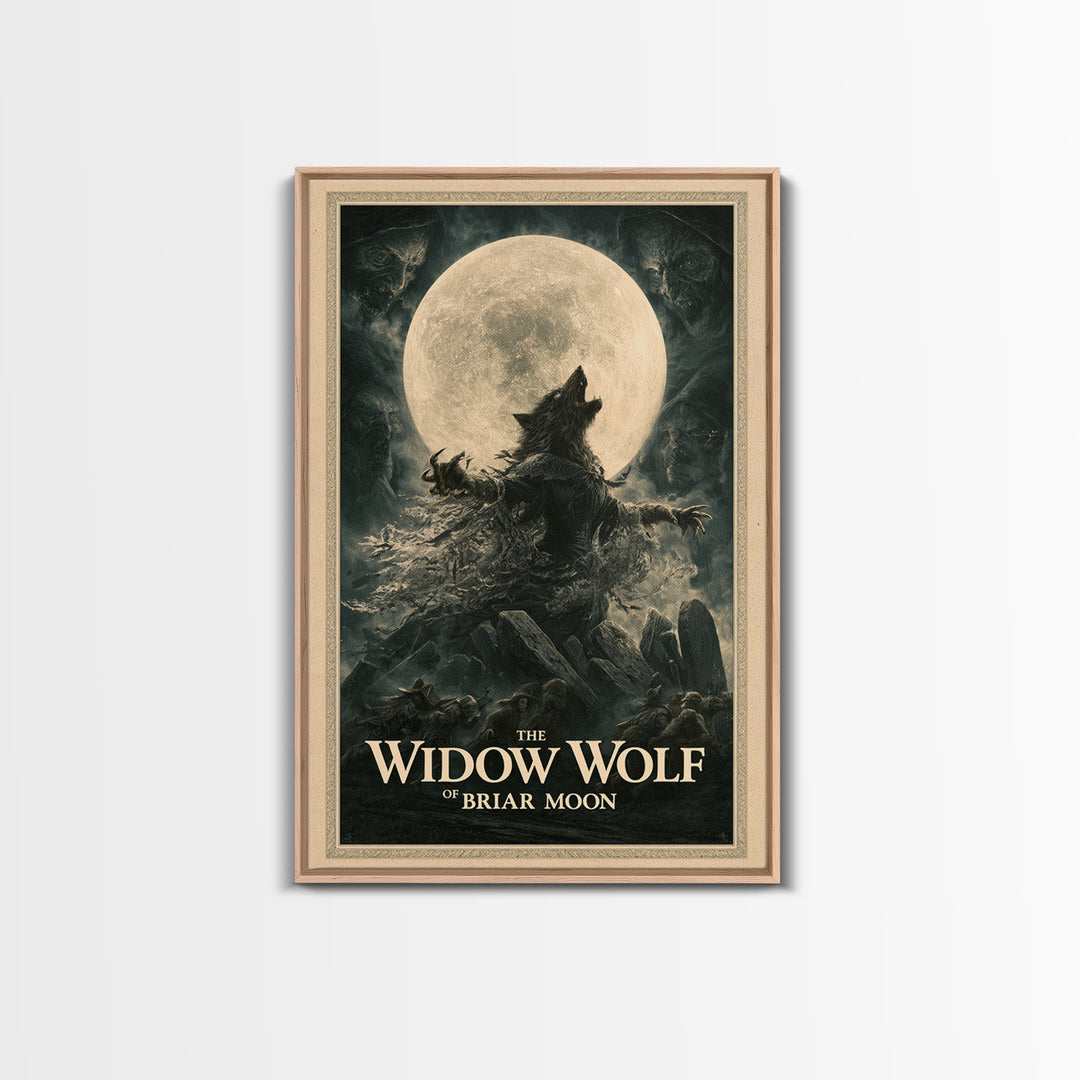 The Widow Wolf Of Briar Moon, English Language Horror Movie Poster, Dark Romantic Horror Art, Classic Monster Poster, Framed Canvas Print