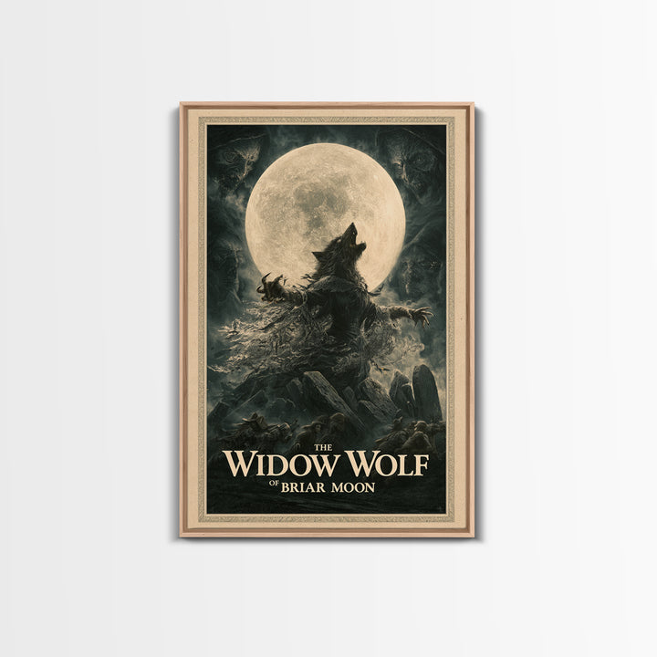 The Widow Wolf Of Briar Moon, English Language Horror Movie Poster, Dark Romantic Horror Art, Classic Monster Poster, Framed Canvas Print