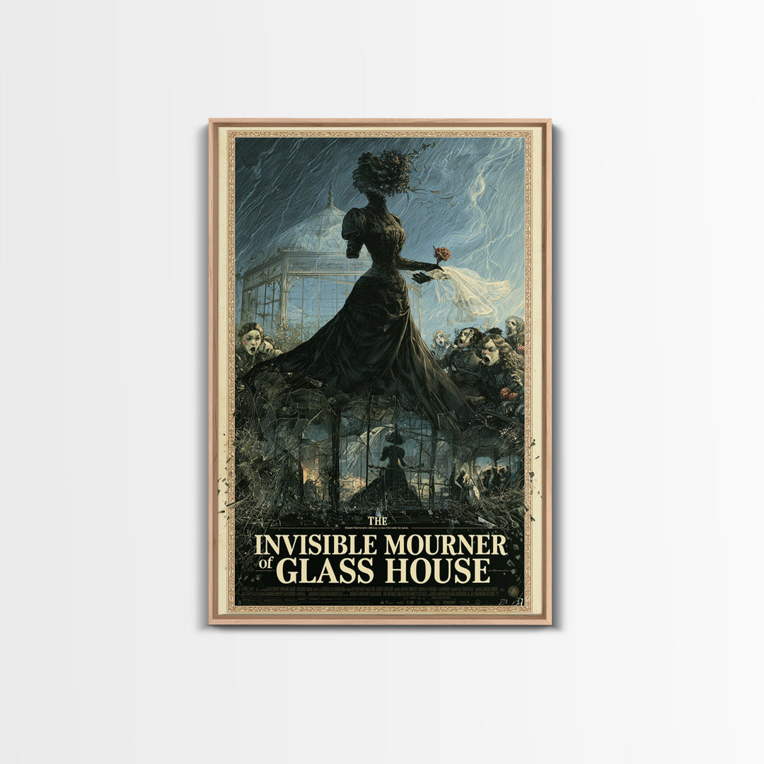 The Invisible Mourner Of Glass House, English Language Horror Movie Poster, Victorian Macabre Art, Classic Monster Poster