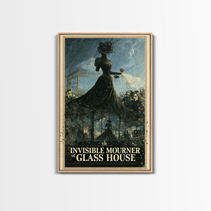 The Invisible Mourner Of Glass House, English Language Horror Movie Poster, Victorian Macabre Art, Classic Monster Poster