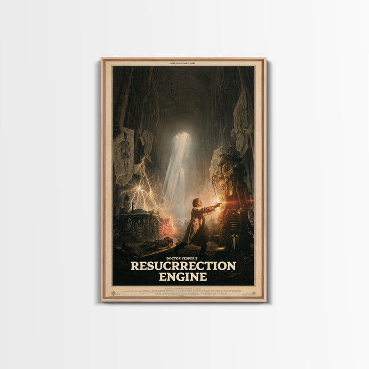Doctor Vesper'S Resurrection Engine, English Language Horror Movie Poster, Gothic Engraving Art, Classic Monster Poster