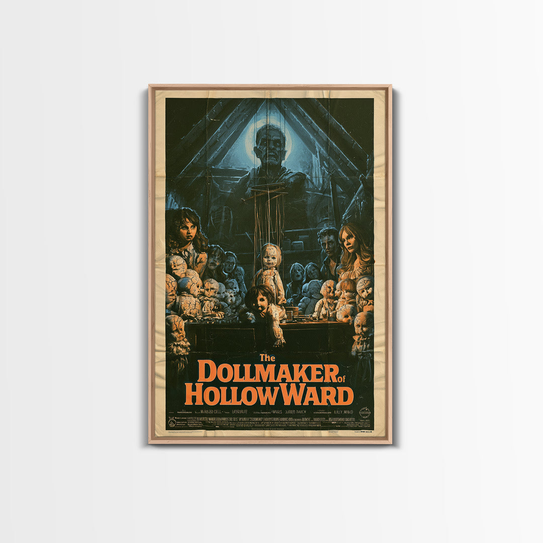 The Dollmaker Of Hollow Ward, English Language Horror Movie Poster, 1970s Horror Art, Retro Horror Movie Art, Canvas Print, Dark Fantasy Art