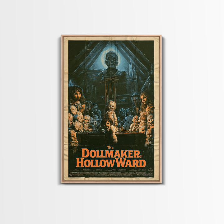 The Dollmaker Of Hollow Ward, English Language Horror Movie Poster, 1970s Horror Art, Retro Horror Movie Art, Canvas Print, Dark Fantasy Art