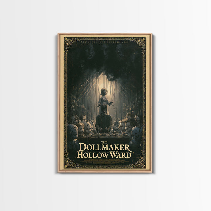 The Dollmaker Of Hollow Ward, English Language Horror Movie Poster, Dark Romantic Horror Art, Retro Horror Movie Art, Framed Canvas Print