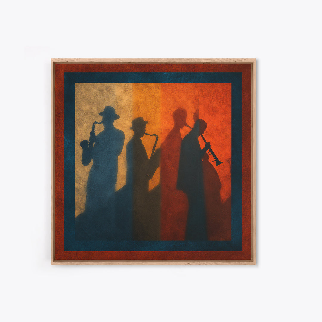 Jazz Quartet Silhouettes Canvas Print, Music Studio Art, Music Posters, Studio Decor, Oil Painting, Rhythm, Music Lover, MSA-1x1-22