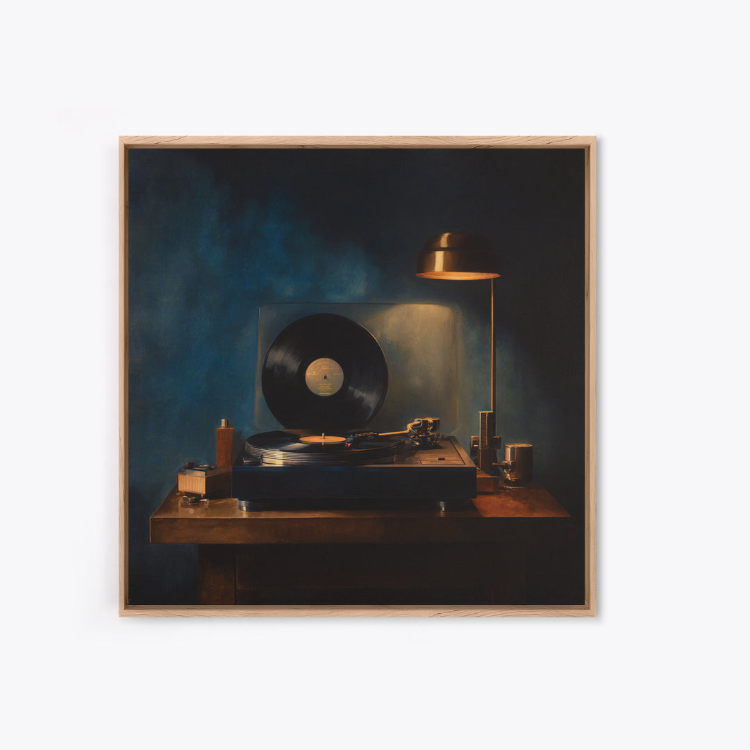 Vinyl Record and Turntable Still Life Canvas Print, Music Studio Art, Modern Wall Art, Studio Decor, Abstract Art, Rhythm, MSA-1x1-3