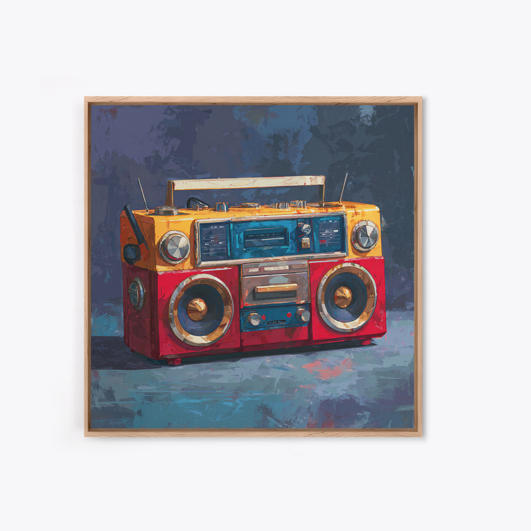 Hip Hop Boombox Framed Canvas Print, Music Studio Art, Gallery Decor, Studio Decor, Fine Art, Rhythm, Contemporary Art, MSA-1x1-41