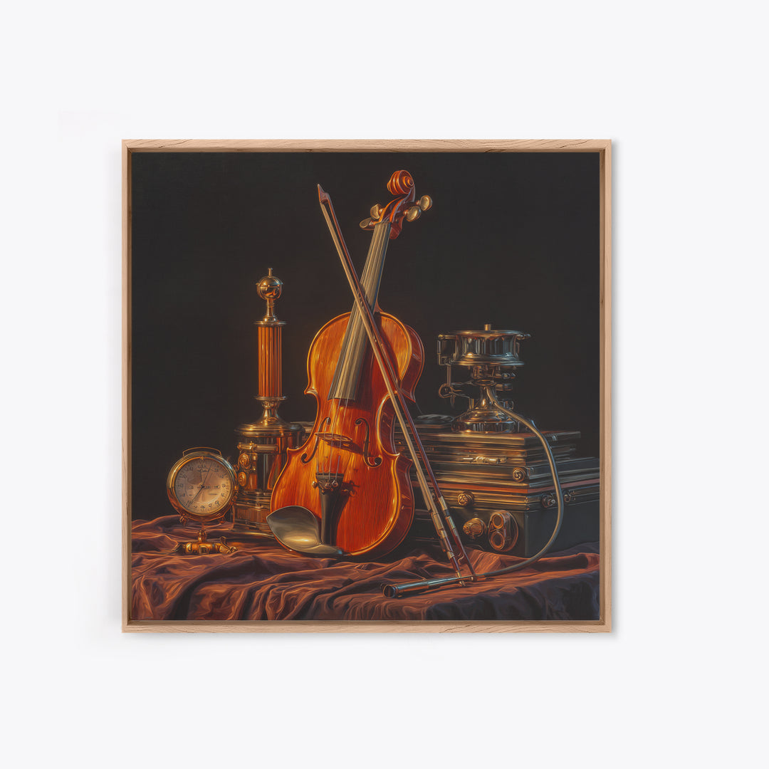 Violin and Bow Framed Canvas Print, Music Studio Art, Music Posters, Studio Decor, Fine Art, Rhythm, Music Lover, Gallery Decor, MSA-1x1-64
