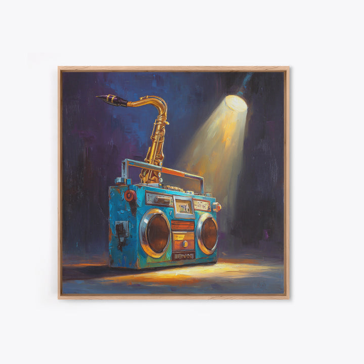Hip Hop Boombox Framed Canvas Print, Music Studio Art, Gallery Decor, Studio Decor, Fine Art, Rhythm, Contemporary Art, MSA-1x1-65