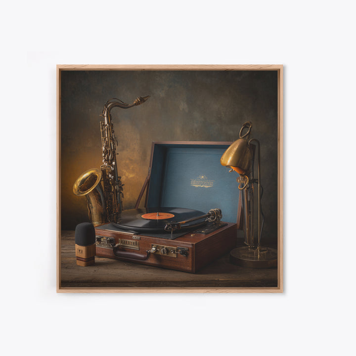 Vinyl Record and Turntable Still Life Canvas Print, Music Studio Art, Modern Decor, Studio Decor, Fine Art, Rhythm, Home Decor, MSA-1x1-75