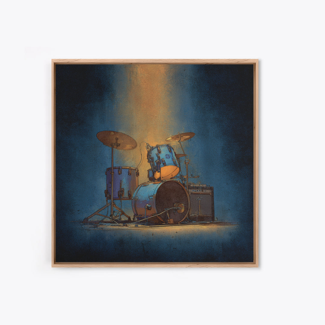 Drum Kit Silhouette Framed Canvas Print, Music Studio Art, Gallery Decor, Studio Decor, Fine Art, Rhythm, Contemporary Art, MSA-1x1-78