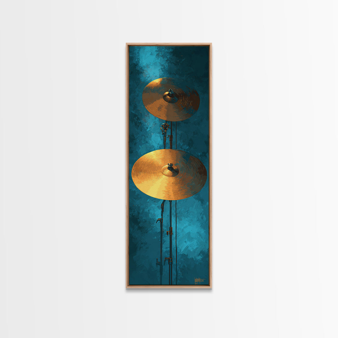 Gold Cymbal Closeup Canvas Print, Music Studio Art, Boho Decor, Studio Decor, Oil Painting, Rhythm, Printable Wall Art, MSA-1x3-12