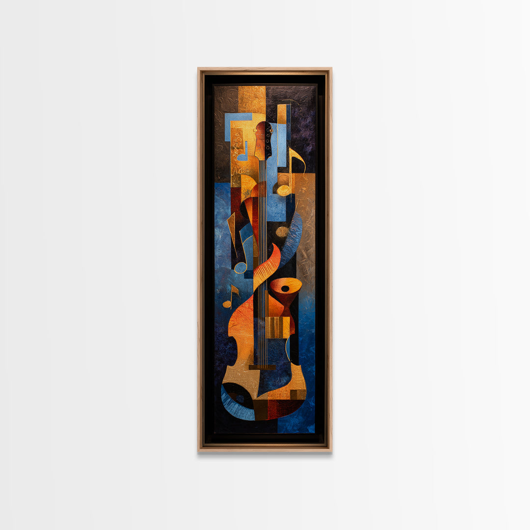 Musical Notes as Abstract Floating Shapes Without Framed Canvas Print, Music Studio Art, Art Print, Studio Decor, Rhythm, MSA-1x3-24