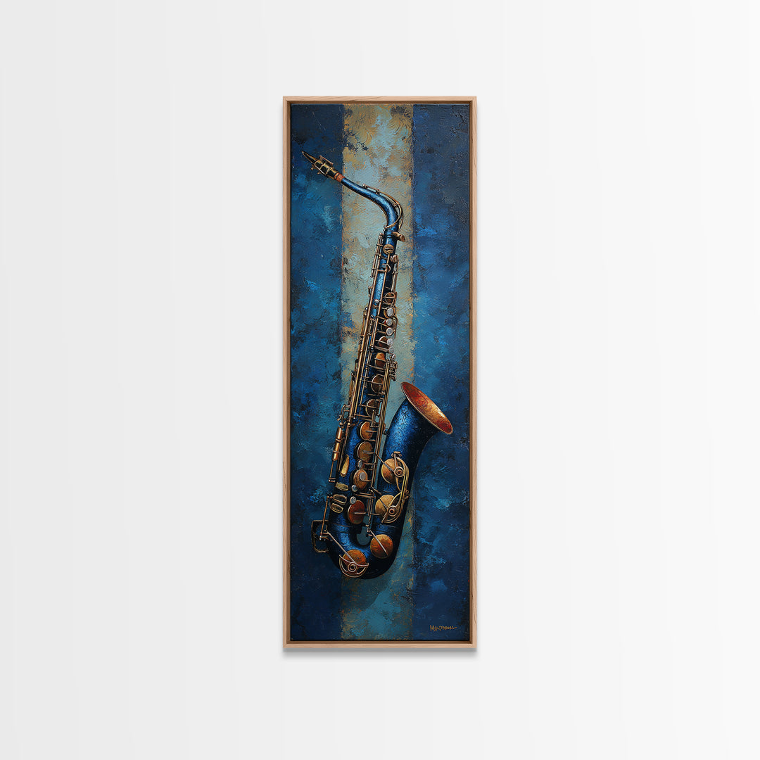 Jazz Saxophone with Smoky Blue Background Canvas Print, Music Studio Art, Teen Room Decor, Studio Decor, Fine Art, Rhythm, MSA-1x3-38