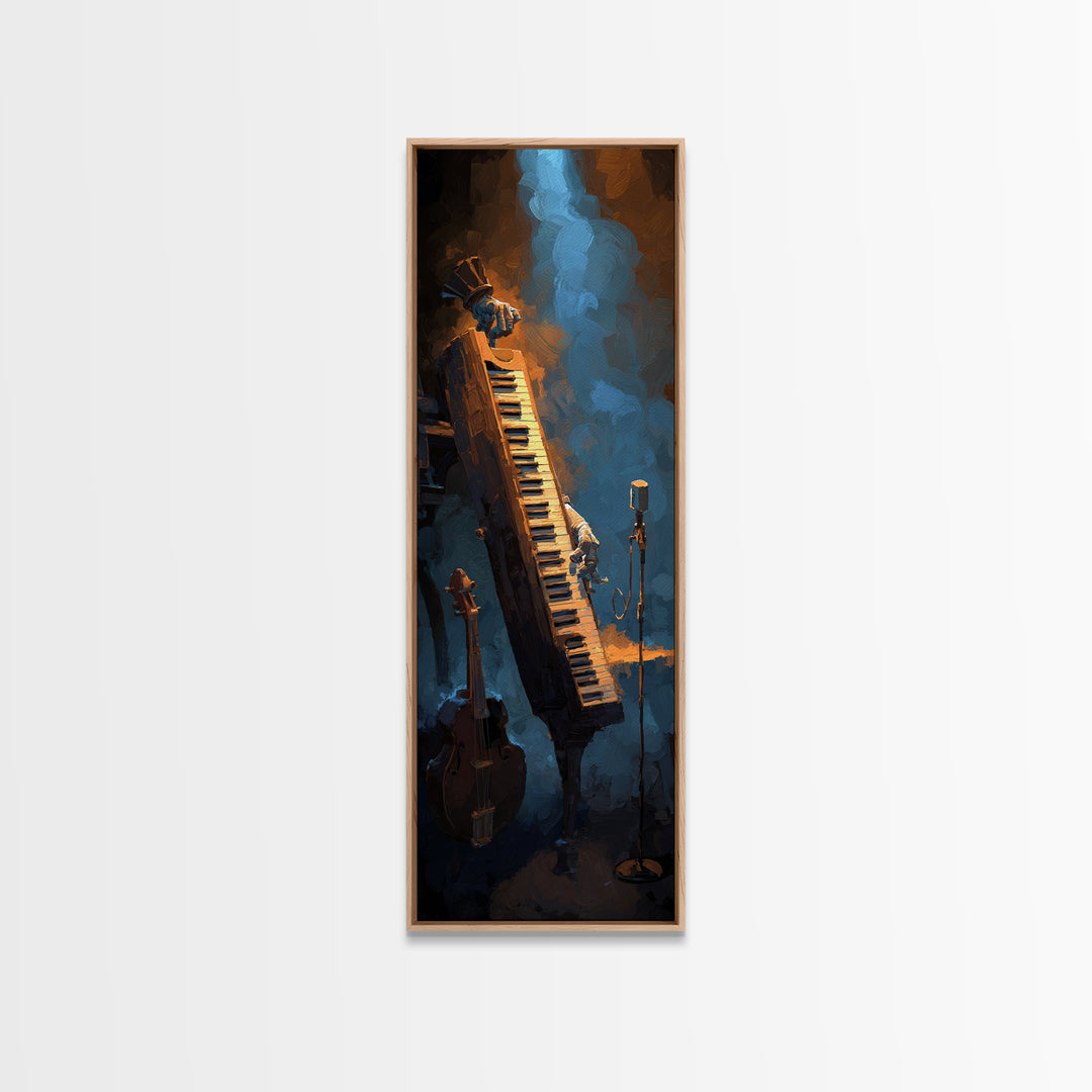 Piano Keys with Hands in Cinematic Shadow Canvas Print, Music Studio Art, Watercolor Print, Studio Decor, Fine Art, Rhythm, MSA-1x3-41