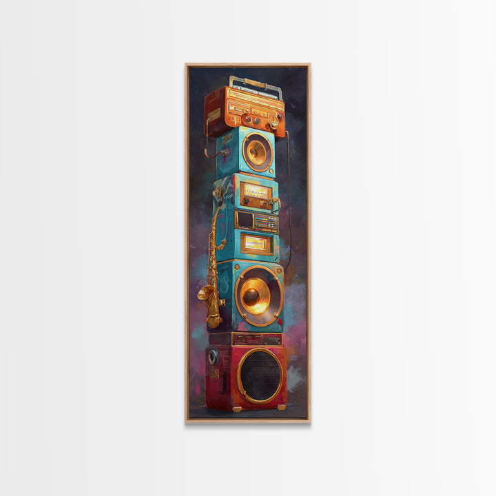 Hip Hop Boombox Framed Canvas Print, Music Studio Art, Modern Decor, Studio Decor, Fine Art, Rhythm, Home Decor, Wall Decor, MSA-1x3-53