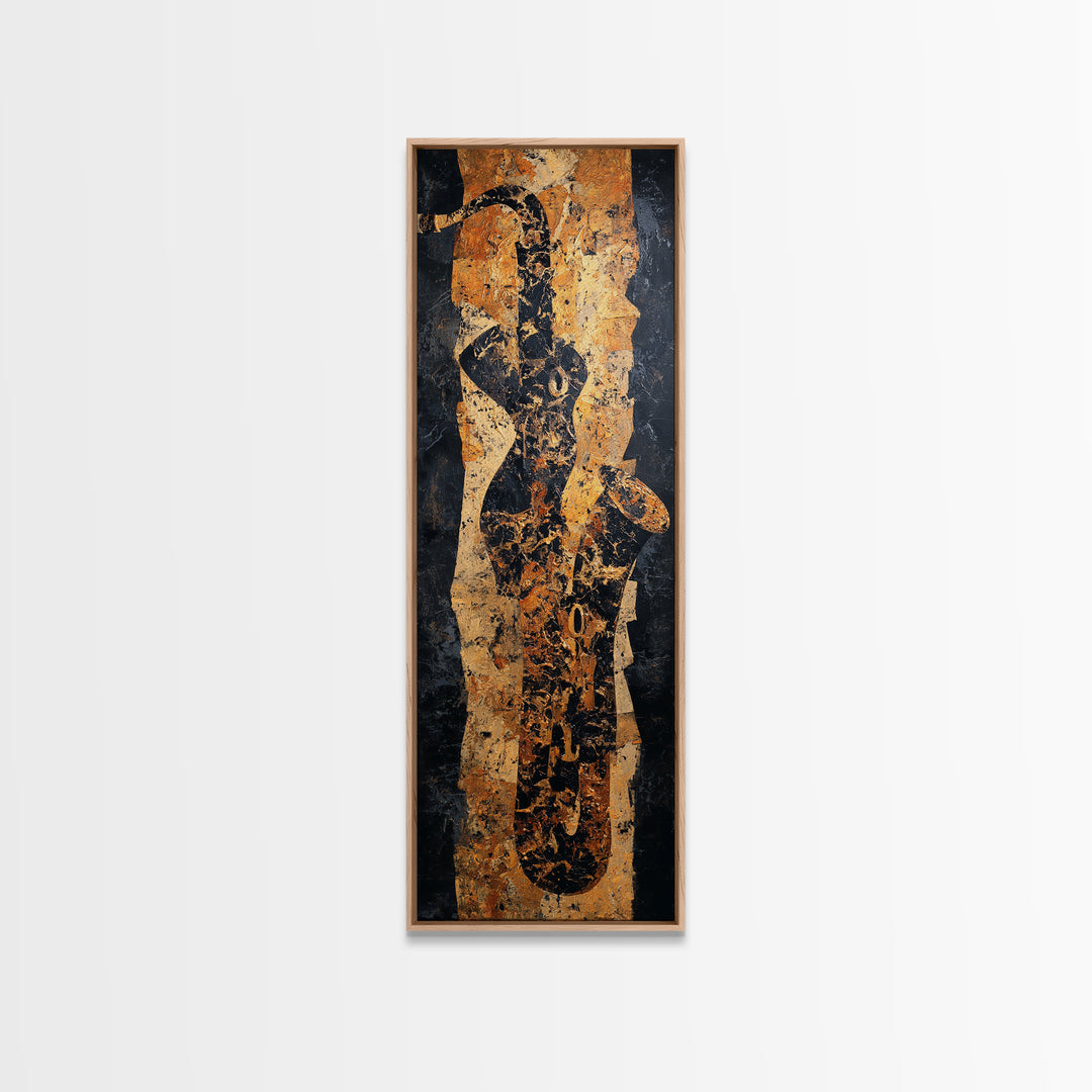 Abstract Rhythm Lines Like Painted Music Framed Canvas Print, Music Studio Art, Music Posters, Studio Decor, Abstract Art, MSA-1x3-83