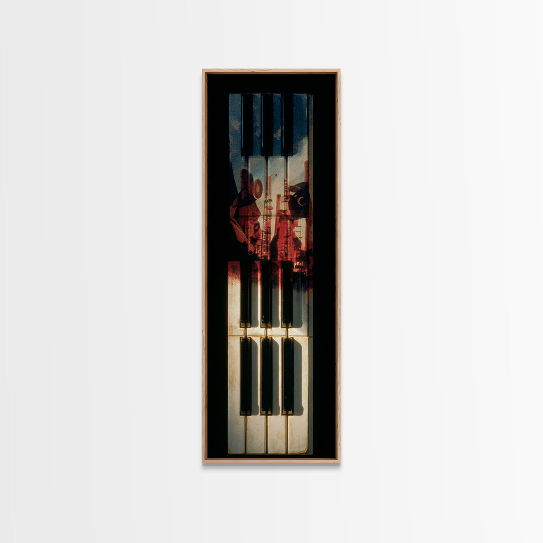 Piano Keys with Hands in Cinematic Shadow Canvas Print, Music Studio Art, Music Art, Studio Decor, Rhythm, Modern Decor, MSA-1x3-89
