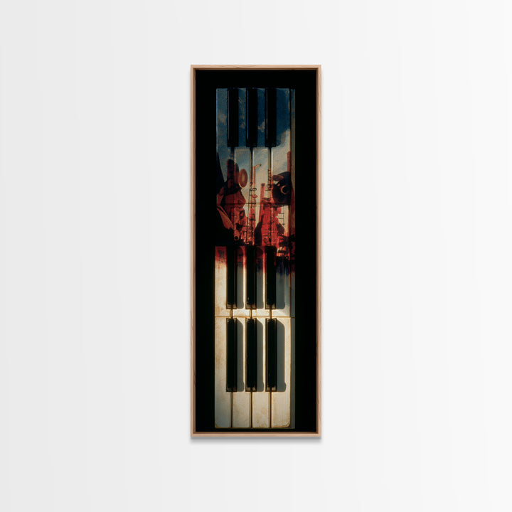 Piano Keys with Hands in Cinematic Shadow Canvas Print, Music Studio Art, Music Art, Studio Decor, Rhythm, Modern Decor, MSA-1x3-89
