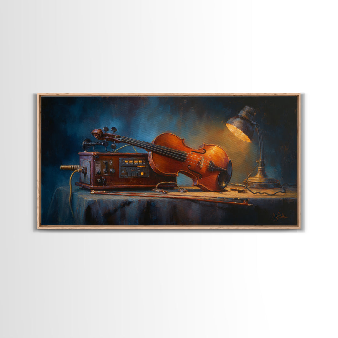 Violin and Bow Framed Canvas Print, Music Studio Art, Art Print, Studio Decor, Rhythm, Digital Wall Art, Printable Art, MSA-2x1-12