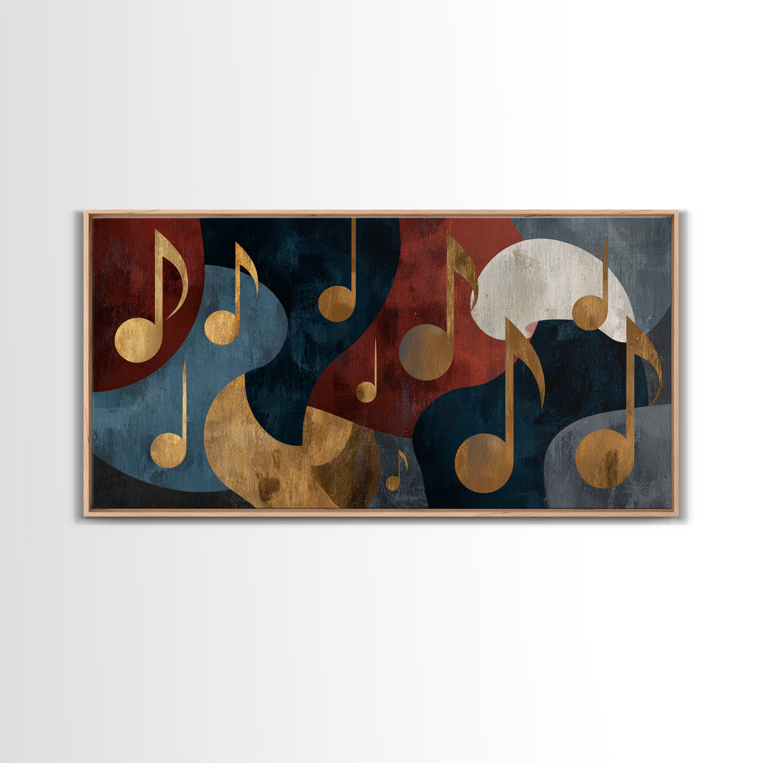Musical Notes as Abstract Floating Shapes Without Canvas Print, Music Studio Art, Studio Decor, Abstract Art, Rhythm, MSA-2x1-32