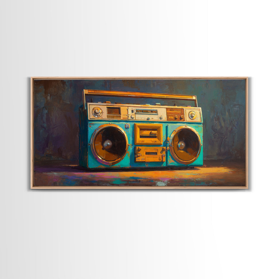 Hip Hop Boombox Framed Canvas Print, Music Studio Art, Minimalist Decor, Studio Decor, Fine Art, Rhythm, Scripture Wall Art, MSA-2x1-37