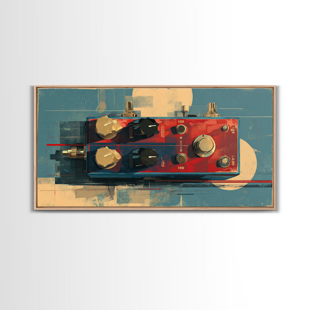 Electric Guitar Pedals and Cables Graphic Art Canvas Print, Music Studio Art, Contemporary Art, Studio Decor, Fine Art, Rhythm, MSA-2x1-41