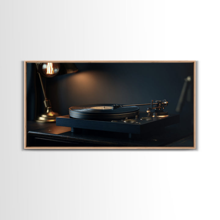 Vinyl Record and Turntable Still Life Canvas Print, Music Studio Art, Music Poster, Studio Decor, Oil Painting, Rhythm, MSA-2x1-47