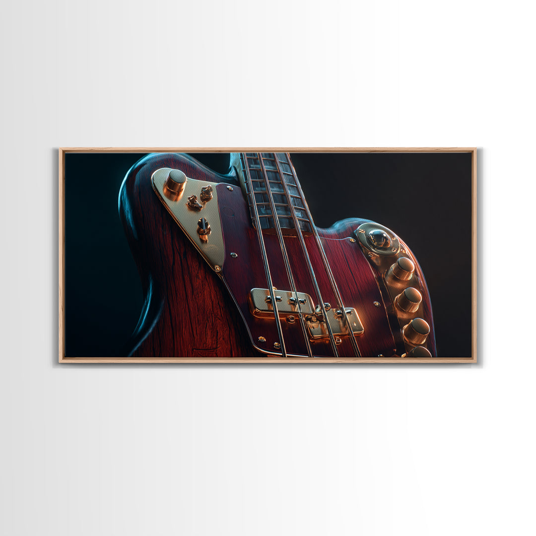 Bass Guitar Closeup Canvas Print, Music Studio Art, Music, Studio Decor, Rhythm, Digital Download Art, Painting from Photo, MSA-2x1-57