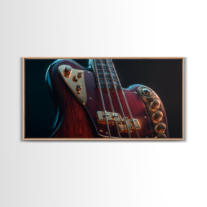 Bass Guitar Closeup Canvas Print, Music Studio Art, Music, Studio Decor, Rhythm, Digital Download Art, Painting from Photo, MSA-2x1-57