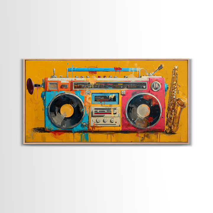 Hip Hop Boombox Canvas Print, Music Studio Art, Printable Wall Art, Studio Decor, Fine Art, Rhythm, Painting from Photo, MSA-2x1-61