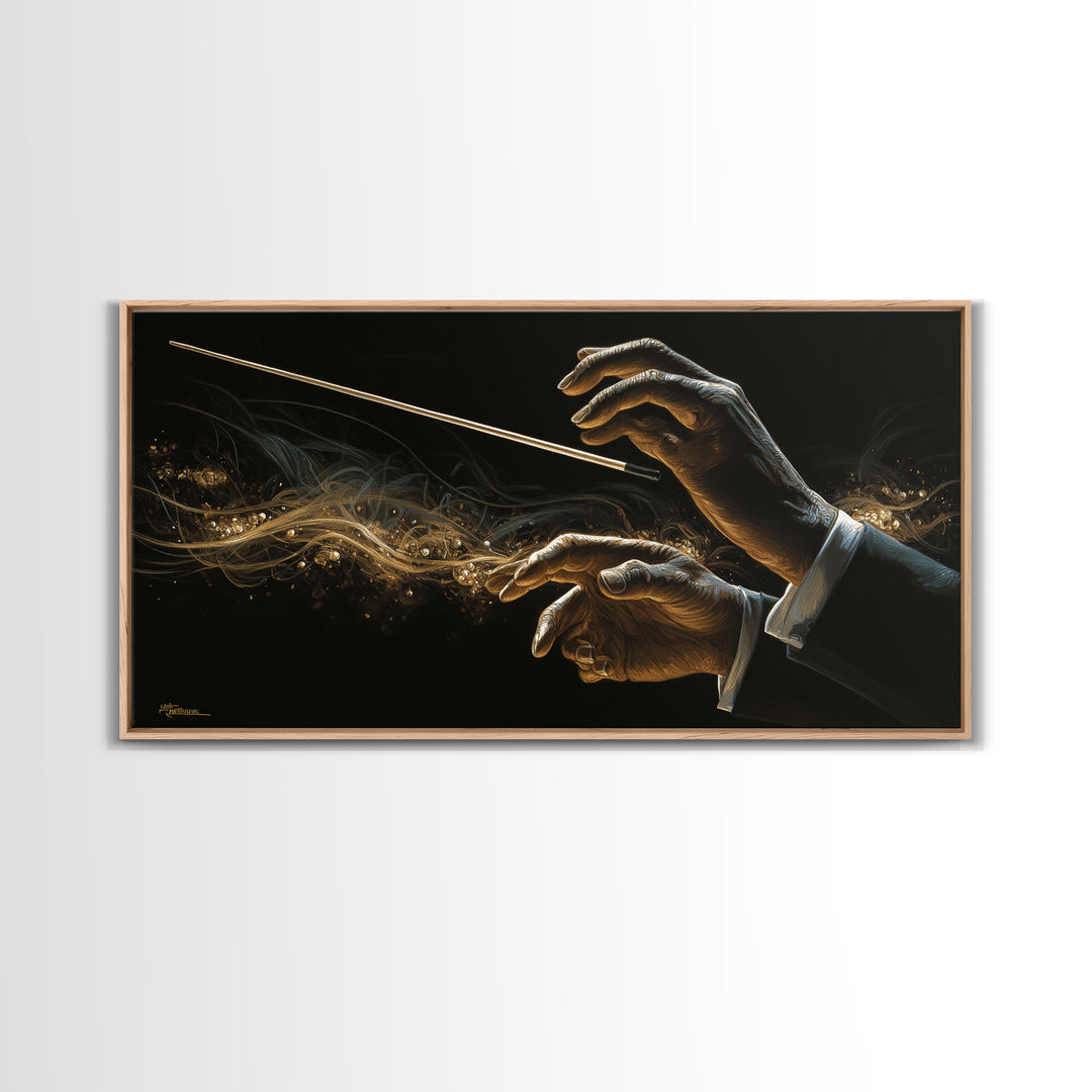 Orchestra Conductor Hands Canvas Print, Music Studio Art, Digital Wall Art, Studio Decor, Fine Art, Rhythm, Commission Painting, MSA-2x1-64
