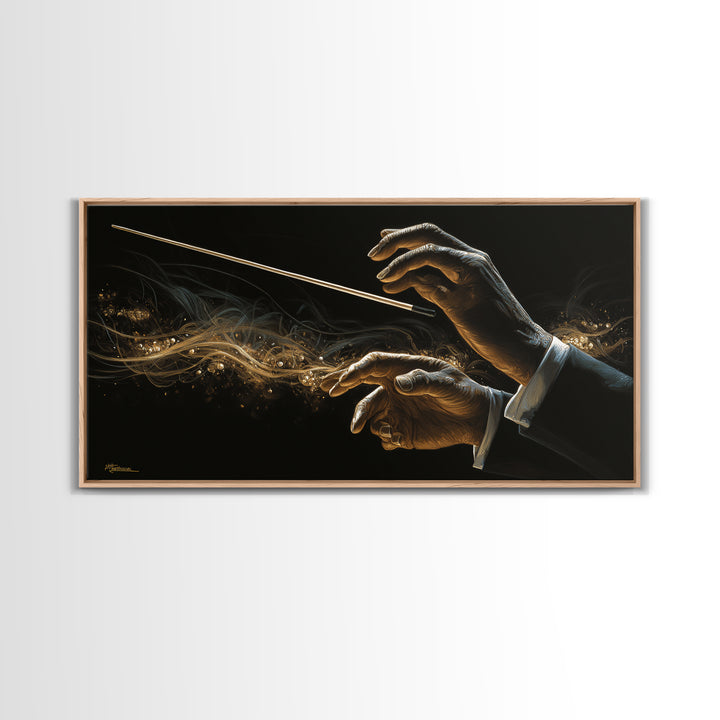 Orchestra Conductor Hands Canvas Print, Music Studio Art, Digital Wall Art, Studio Decor, Fine Art, Rhythm, Commission Painting, MSA-2x1-64