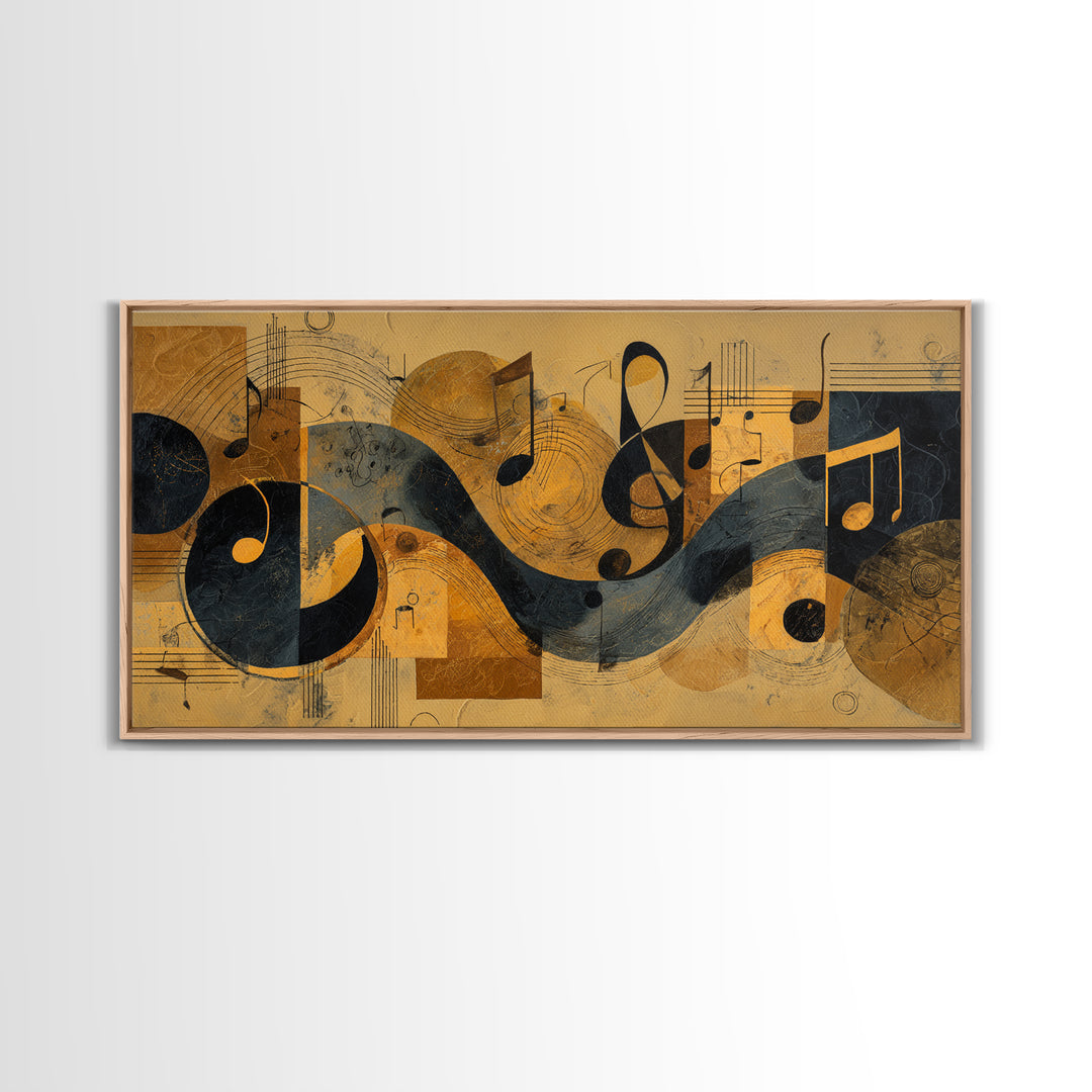 Musical Notes as Abstract Floating Shapes Without Canvas Print, Music Studio Art, Luxury Decor, Studio Decor, Rhythm, MSA-2x1-8