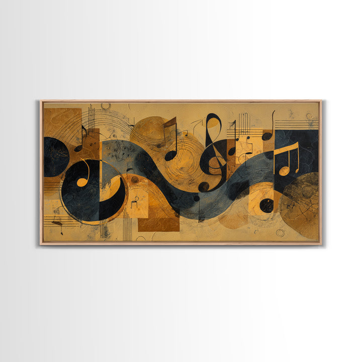Musical Notes as Abstract Floating Shapes Without Canvas Print, Music Studio Art, Luxury Decor, Studio Decor, Rhythm, MSA-2x1-8