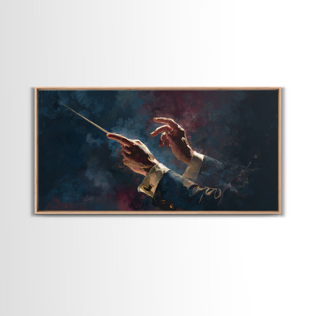 Orchestra Conductor Hands Framed Canvas Print, Music Studio Art, Trendy Wall Art, Studio Decor, Rhythm, Paul Mccartney, MSA-2x1-88