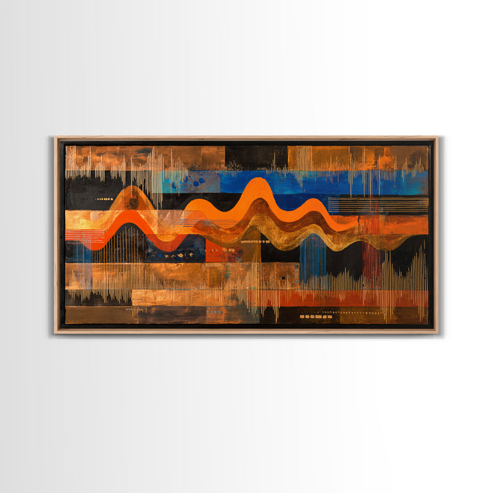 Abstract Sound Wave Framed Canvas Print, Music Studio Art, Music Art, Studio Decor, Rhythm, Modern Decor, Fine Art Print, MSA-2x1-96