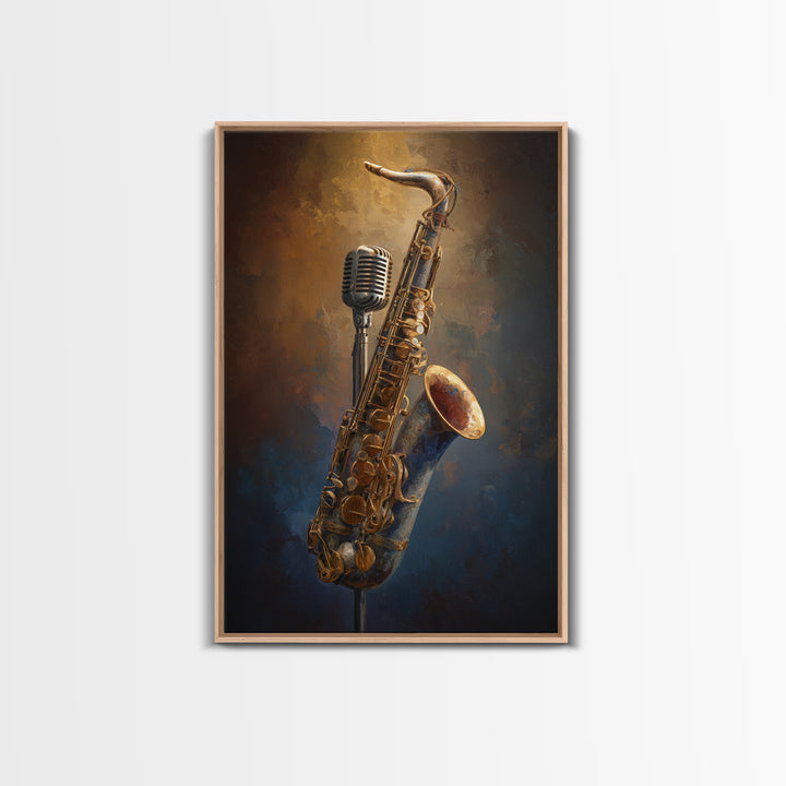 Microphone Portrait with Golden Spotlight Canvas Print, Music Studio Art, Gallery Decor, Studio Decor, Fine Art, Rhythm, MSA-2x3-15
