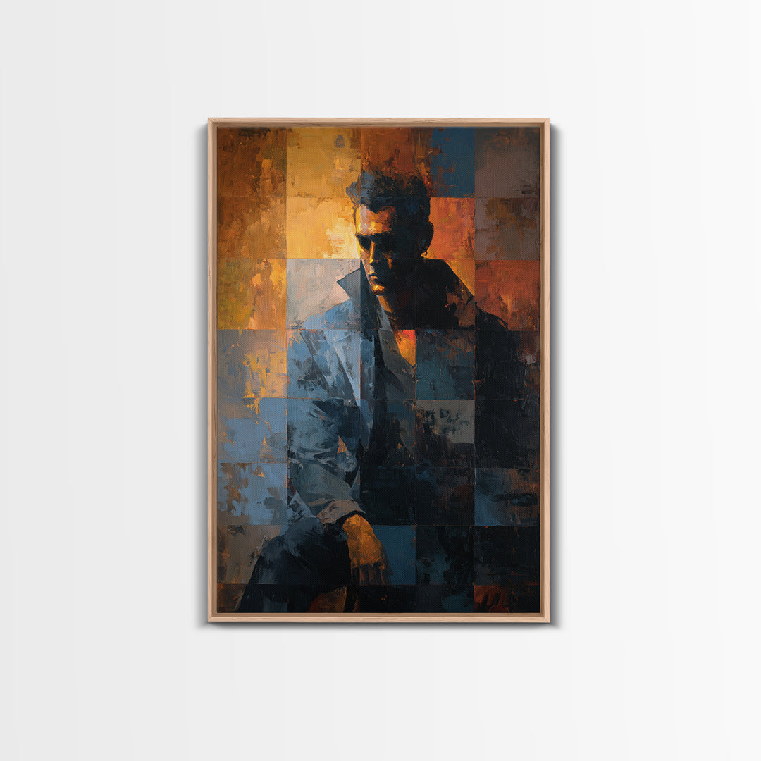 Album Cover Abstract Grid Framed Canvas Print, Music Studio Art, Boho Decor, Studio Decor, Fine Art, Rhythm, Printable Wall Art, MSA-2x3-2