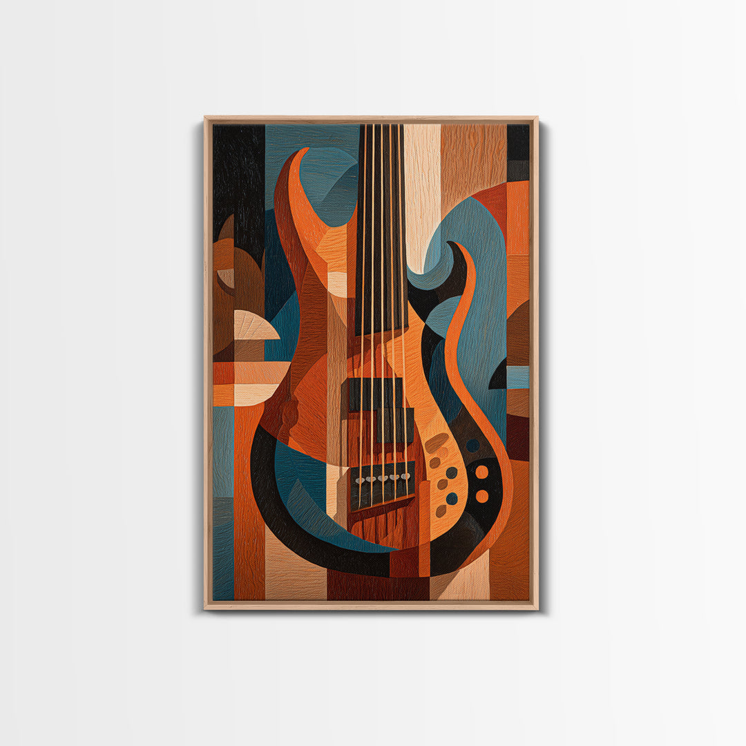 Bass Guitar Closeup Framed Canvas Print, Music Studio Art, Contemporary Art, Studio Decor, Oil Painting, Rhythm, Music Poster, MSA-2x3-21