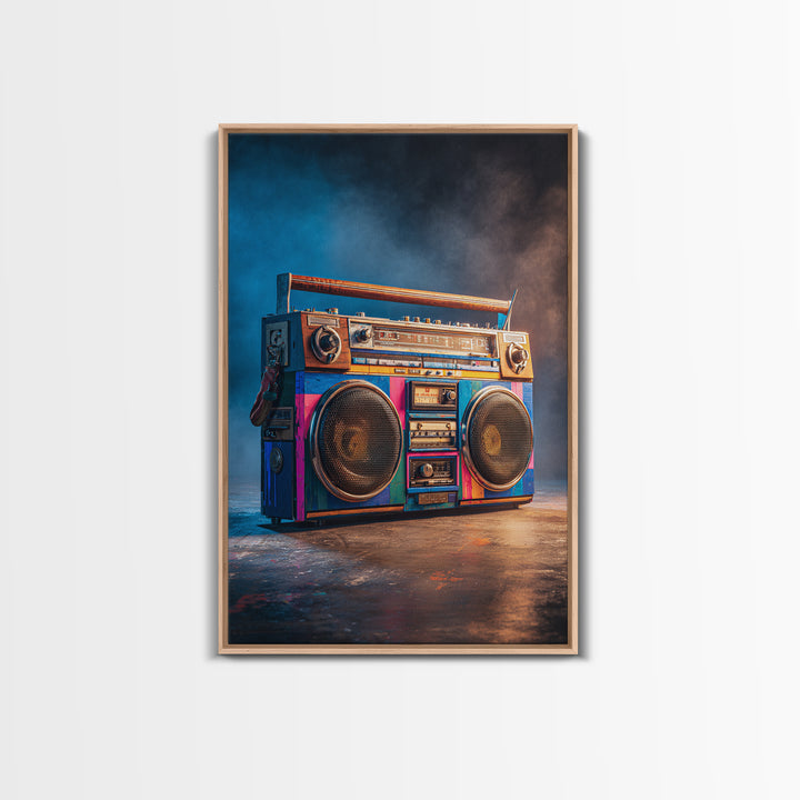 Hip Hop Boombox Framed Canvas Print, Music Studio Art, Wall Art, Studio Decor, Rhythm, Trendy Wall Art, Music Wall Art, MSA-2x3-25