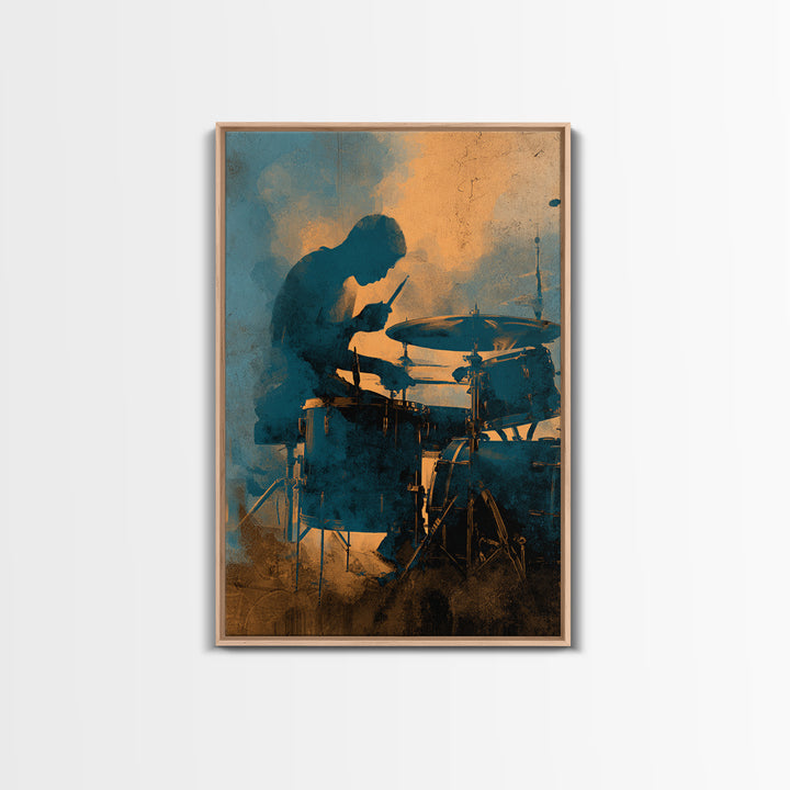 Drum Kit Silhouette Framed Canvas Print, Music Studio Art, Wall Art, Studio Decor, Fine Art, Rhythm, Trendy Wall Art, MSA-2x3-38