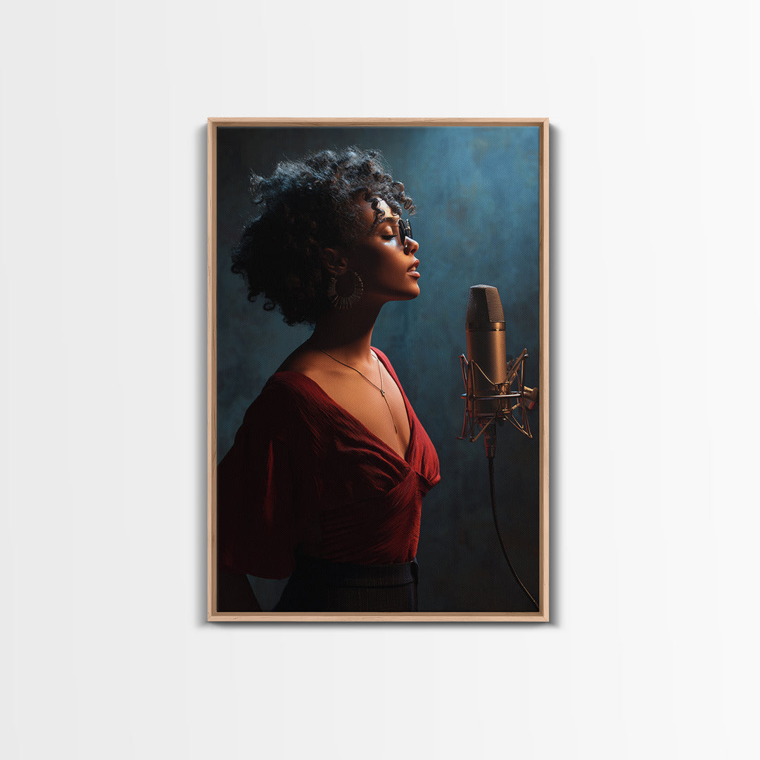 Microphone Portrait with Golden Spotlight Canvas Print, Music Studio Art, Minimalist Decor, Studio Decor, Oil Painting, Rhythm, MSA-2x3-39